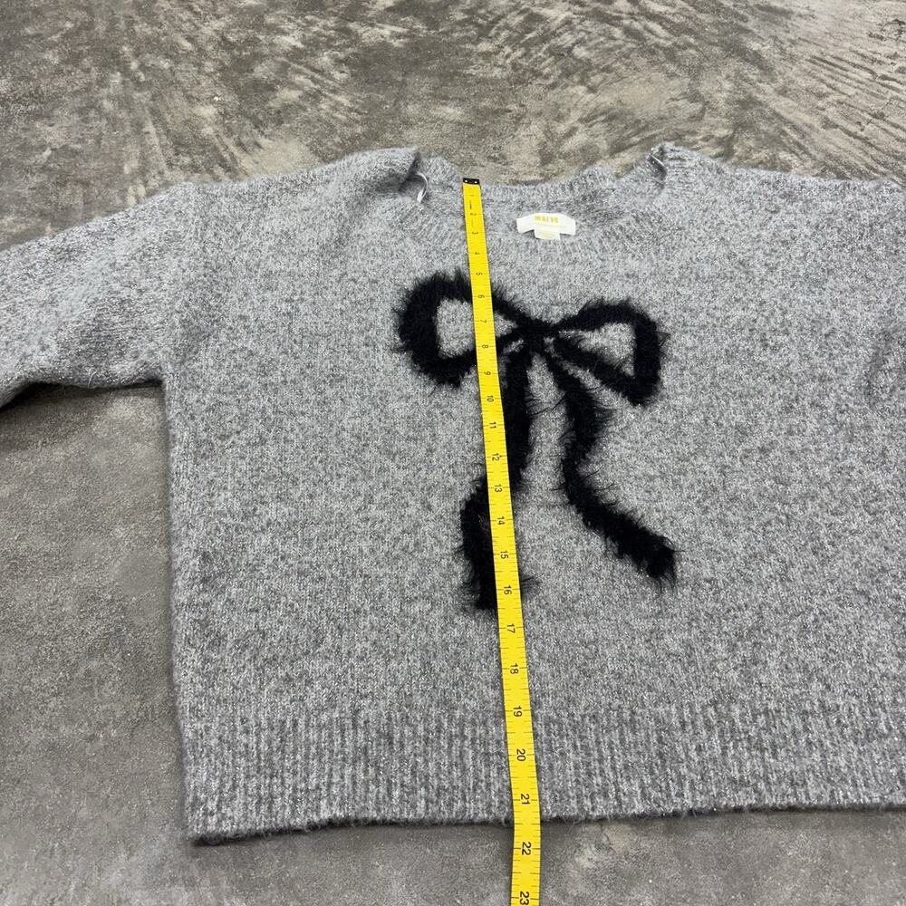 Maeve Bow Icon Sparkle Grey Bow Sweater Womens Medium Knit - Picture 11 of 11